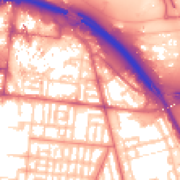 Daytime road noise heatmap for TS1 2EE