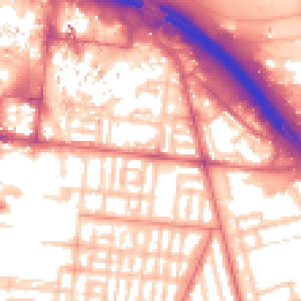 Daytime road noise heatmap for TS1 2EH