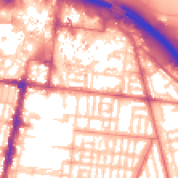 Daytime road noise heatmap for TS1 2EP