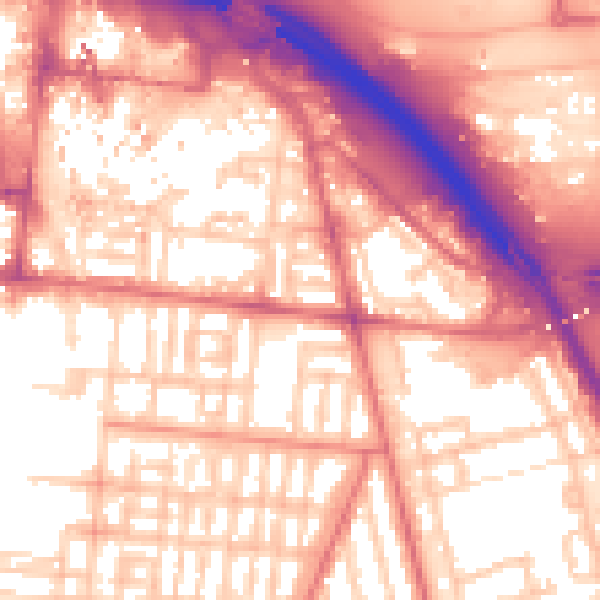 Daytime road noise heatmap for TS1 2EQ