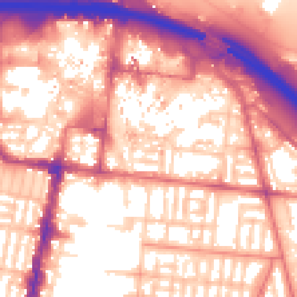 Daytime road noise heatmap for TS1 2HU