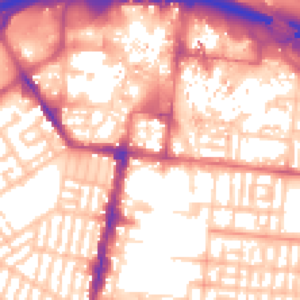 Daytime road noise heatmap for TS1 2JH