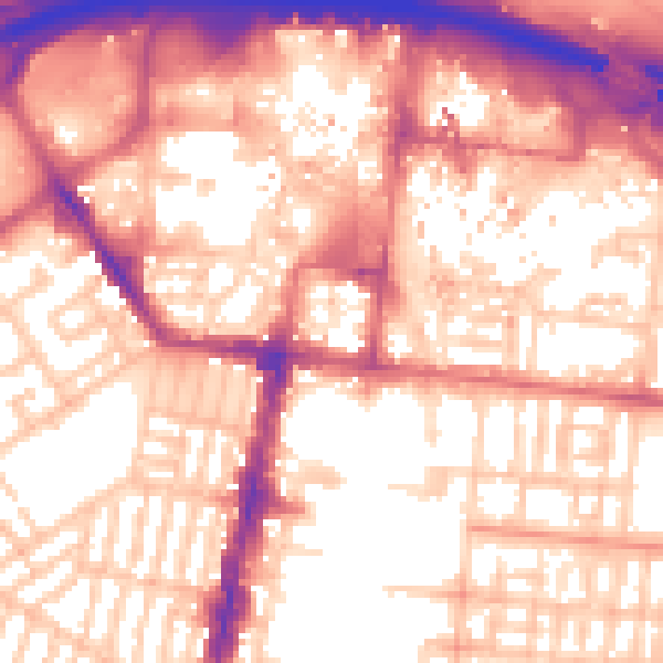 Daytime road noise heatmap for TS1 2LF