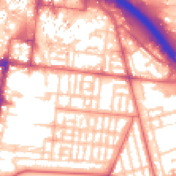 Daytime road noise heatmap for TS1 3ED