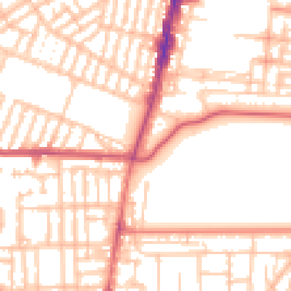 Daytime road noise heatmap for TS1 3GA