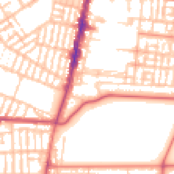Daytime road noise heatmap for TS1 3PA