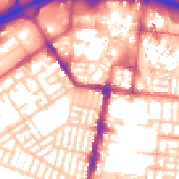 Daytime road noise heatmap for TS1 4AD