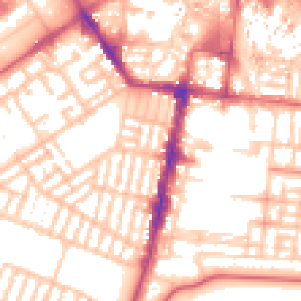 Daytime road noise heatmap for TS1 4BA