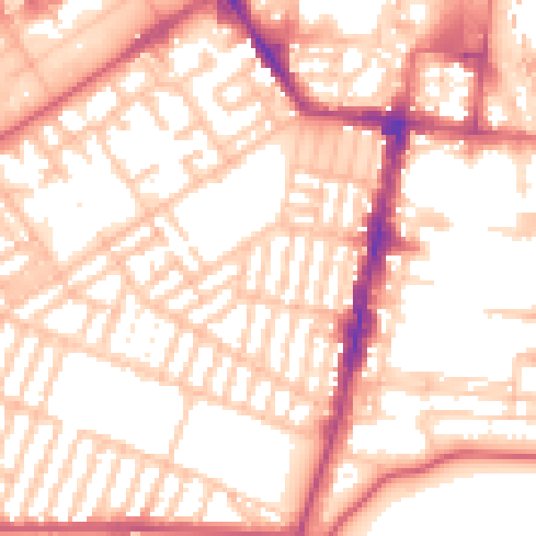 Daytime road noise heatmap for TS1 4DA
