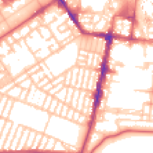Daytime road noise heatmap for TS1 4DB