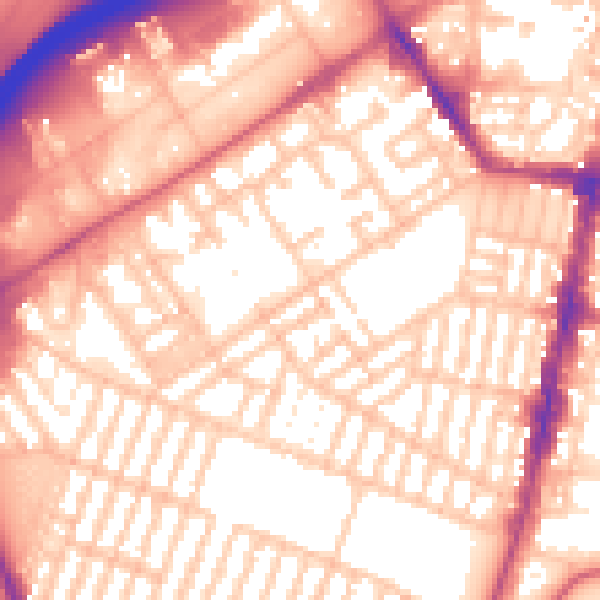 Daytime road noise heatmap for TS1 4EE