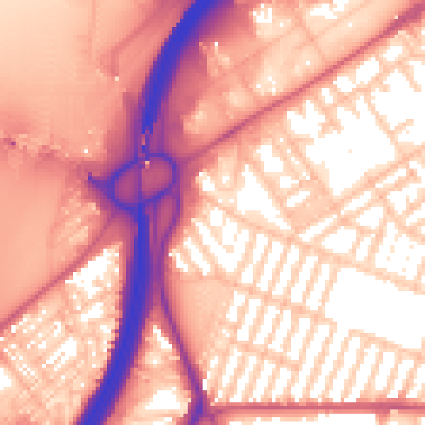 Daytime road noise heatmap for TS1 4HX