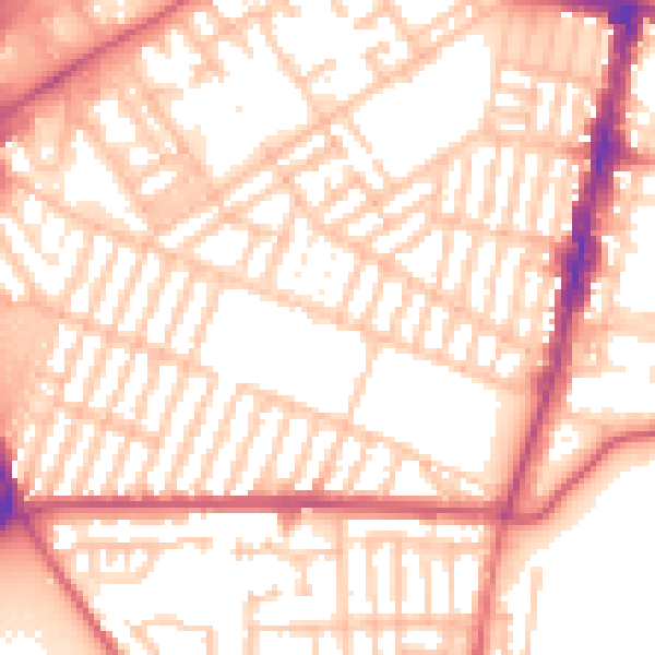 Daytime road noise heatmap for TS1 4JP