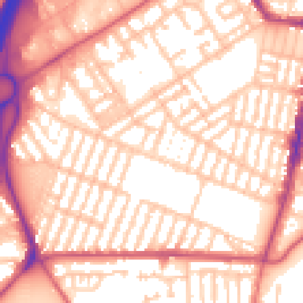 Daytime road noise heatmap for TS1 4JQ