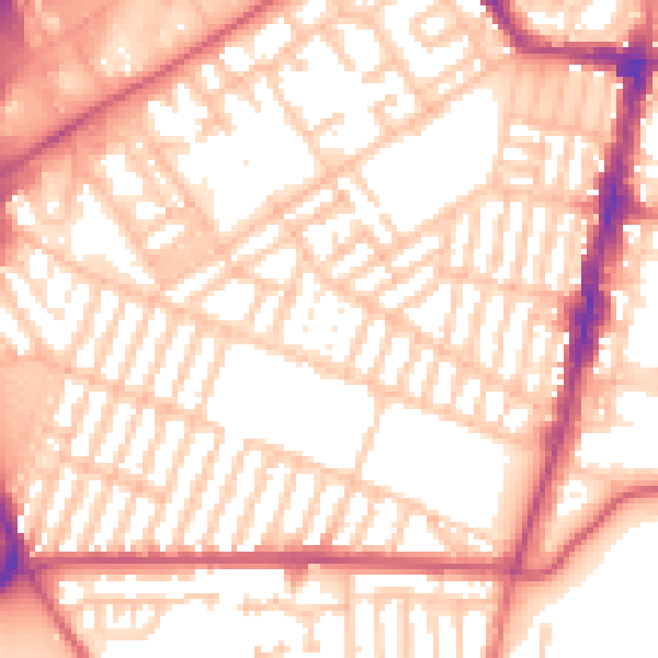 Daytime road noise heatmap for TS1 4JR