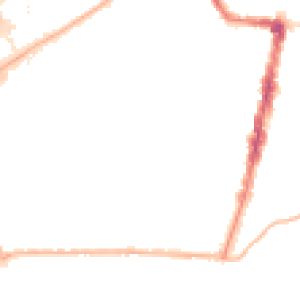 Night-time road noise heatmap for TS1 4JT