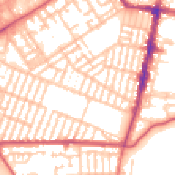 Daytime road noise heatmap for TS1 4JX
