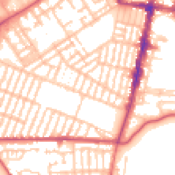 Daytime road noise heatmap for TS1 4JY