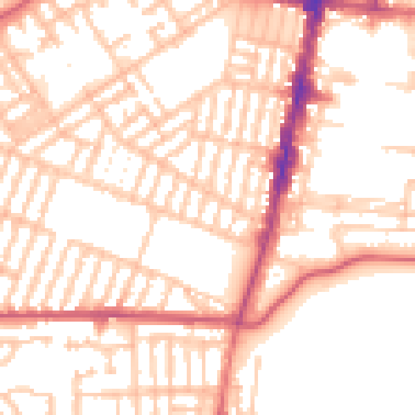 Daytime road noise heatmap for TS1 4LD