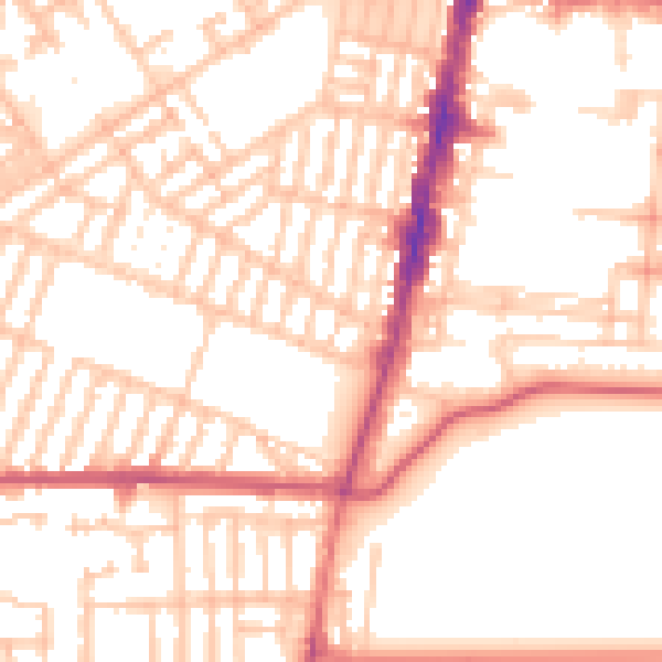 Daytime road noise heatmap for TS1 4LQ