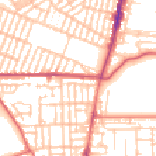 Daytime road noise heatmap for TS1 4NJ
