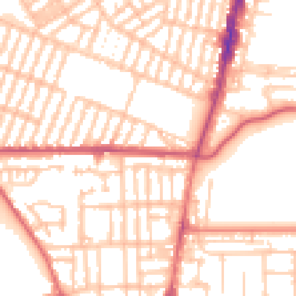 Daytime road noise heatmap for TS1 4NL
