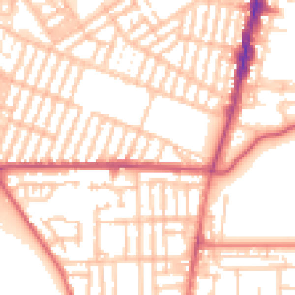 Daytime road noise heatmap for TS1 4NW