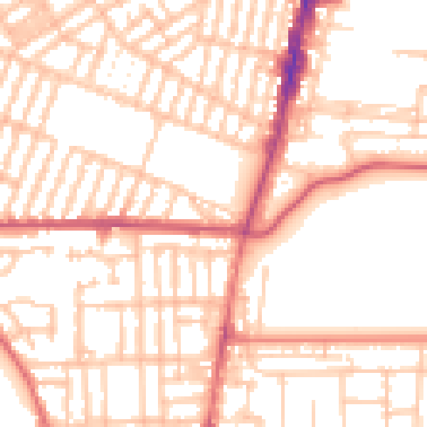 Daytime road noise heatmap for TS1 4QJ