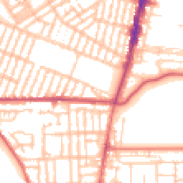 Daytime road noise heatmap for TS1 4QN