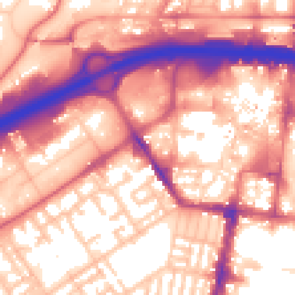 Daytime road noise heatmap for TS1 5ED