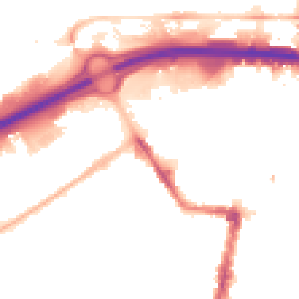 Night-time road noise heatmap for TS1 5ED