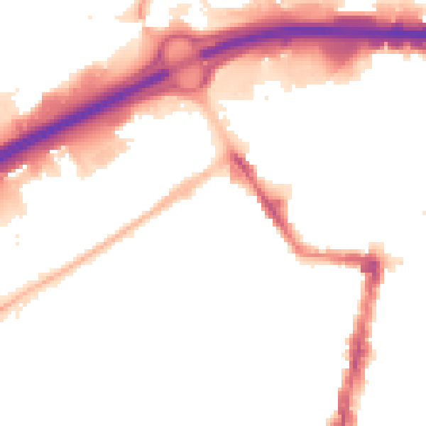 Night-time road noise heatmap for TS1 5LL