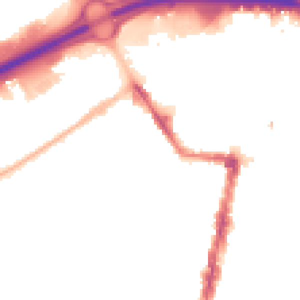 Night-time road noise heatmap for TS1 5LN