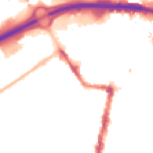 Night-time road noise heatmap for TS1 5LP