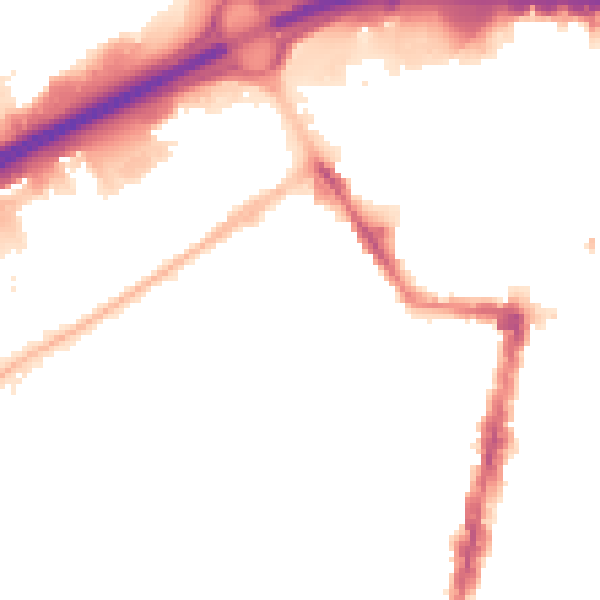 Night-time road noise heatmap for TS1 5LR