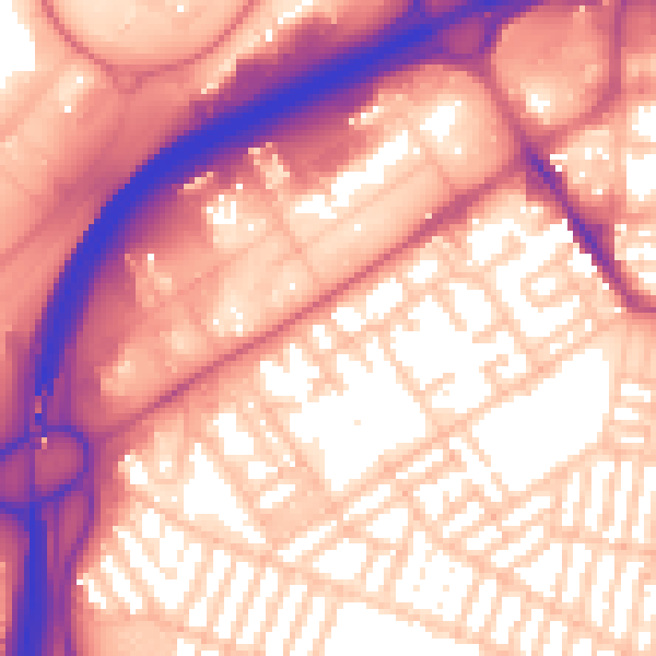Daytime road noise heatmap for TS1 5NB