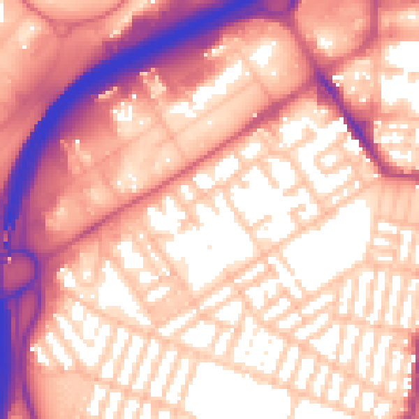 Daytime road noise heatmap for TS1 5NE