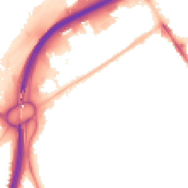 Night-time road noise heatmap for TS1 5NF