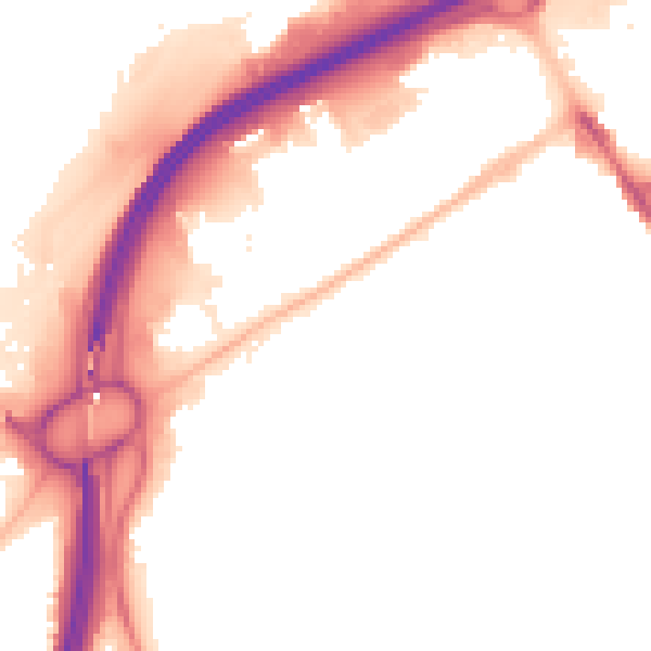 Night-time road noise heatmap for TS1 5NH