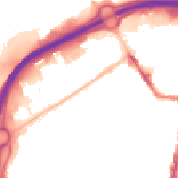 Night-time road noise heatmap for TS1 5NP