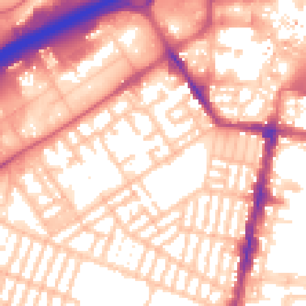 Daytime road noise heatmap for TS1 5NR