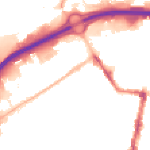 Night-time road noise heatmap for TS1 5PL