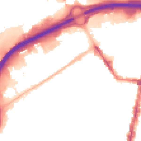 Night-time road noise heatmap for TS1 5PN