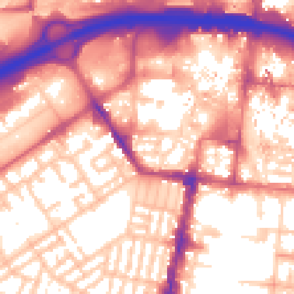 Daytime road noise heatmap for TS1 5TN