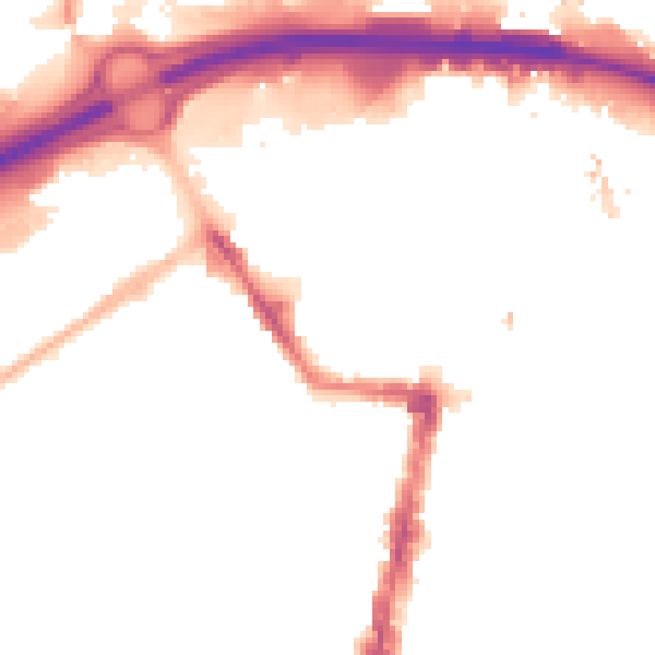 Night-time road noise heatmap for TS1 5TN