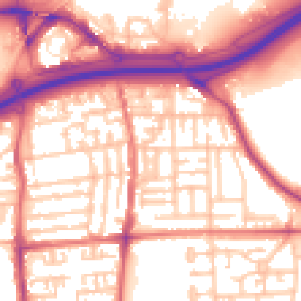 Daytime road noise heatmap for TS17 7BY