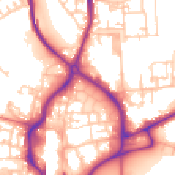 Daytime road noise heatmap for TS18 2FX