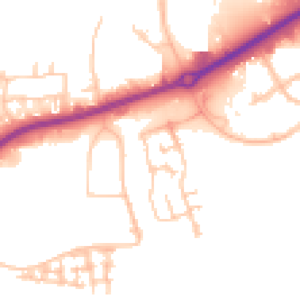 Daytime road noise heatmap for TS18 2QB