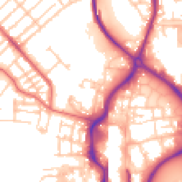 Daytime road noise heatmap for TS18 2RX