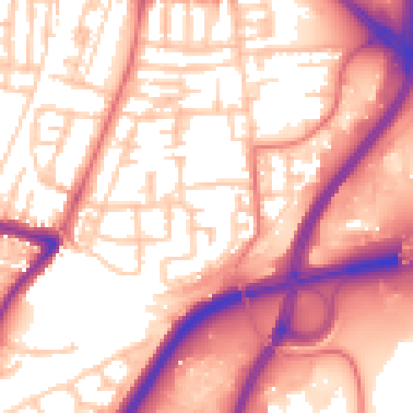 Daytime road noise heatmap for TS18 3DD